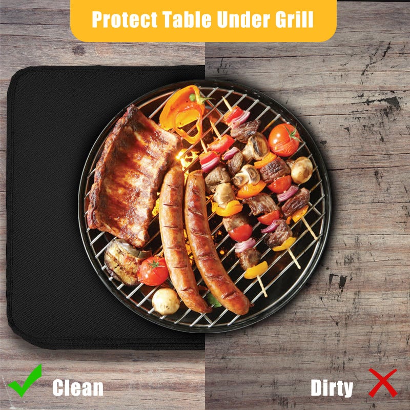 Tirifer 24 x 31in Fireproof Grill Mat for Outdoor Grill, Heat Resistant Grill Table Mat Outdoor Grill Protector Waterproof & Oil-Proof BBQ Mat to Protect Your Prep Table and Outdoor Grill Table - Image 2